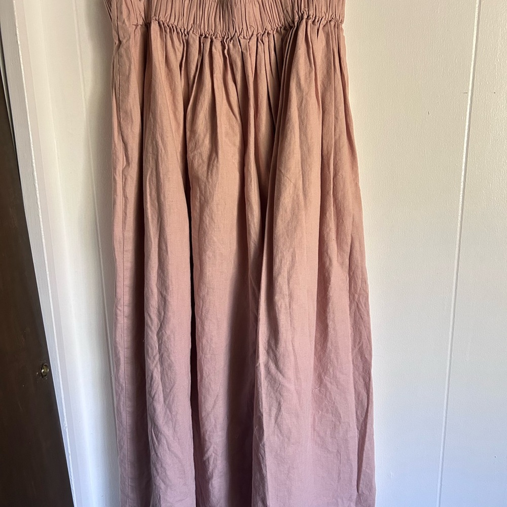 Handmade Linen Pink Maxi Skirt